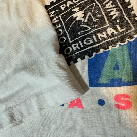 Vintage 1989 Op Ocean Pacific Surf T-Shirt Neon Single Stitch 2 Sided - Picture 4 of 9